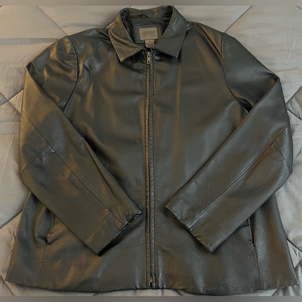 GENUINE LEATHER Black John Paul Richard (UNIFORM LEATHER) Women's Jacket Size:XL